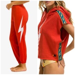 Aviator Nation Bolt Stripe Hoodie Sweatpants SET XS